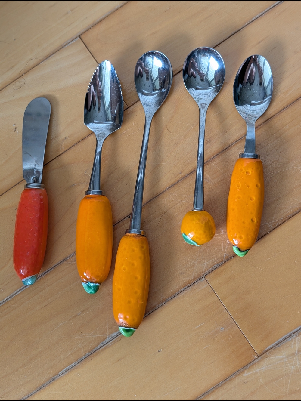 Vtg Shafford Ceramic Handle Utensils